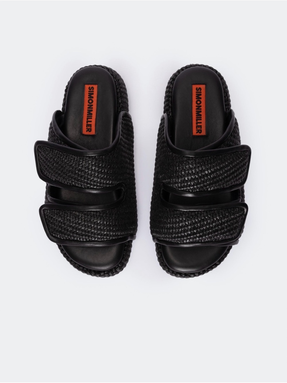 Simon Miller Rafia Black Woven Slide Sandals